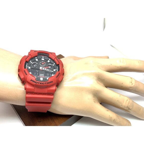 Casio Men's Watch G-Shock GA100B-4A Black Dial Red Resin Digital Quartz 5081 - Picture 5 of 15